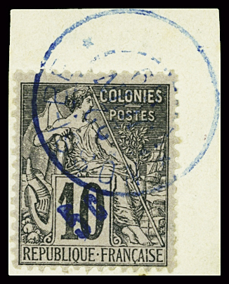 N°8B  5c. sur 10c. obl. sur petit fragment, TB. Signé