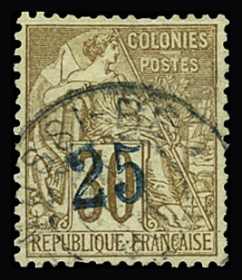 N°5A 25 sur 30c. brun, obl, TB. Signé