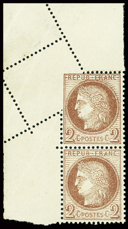 N°51 2c rouge brun, variété piquage cheval