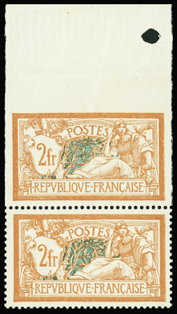 N°145g 2f orange et vert bleu, variété non dentelé