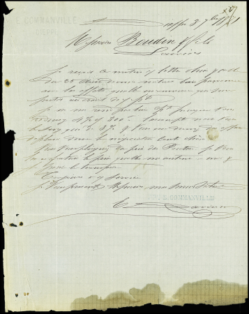 N°20 5c vert, bande de cinq (défauts. dans un coin)