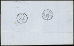 2 lettres AFF n°16 (touché) + 17A (TB) obl PC 441 (Bordeaux) et PC 1495 (bureau maritime Havre) sur 2 lettres pour Lima (Pérou). TB