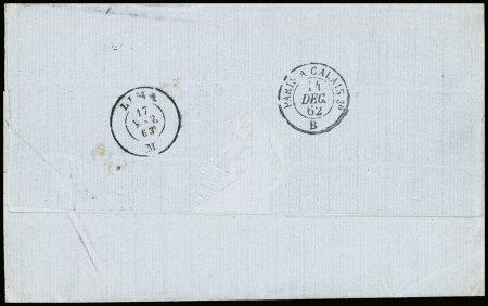 2 lettres AFF n°16 (touché) + 17A (TB) obl PC 441 (Bordeaux) et PC 1495 (bureau maritime Havre) sur 2 lettres pour Lima (Pérou). TB