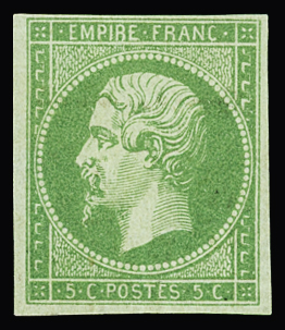 N°12 5c vert, neuf *, TB. Signé Calves.