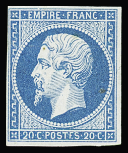 N°14Ah 20c bleu, variété POSTFS, neuf (*) avec un léger