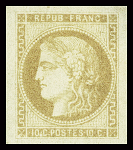 N°43B 10c bistre, avec exceptionnelle marge, neuf GNO,