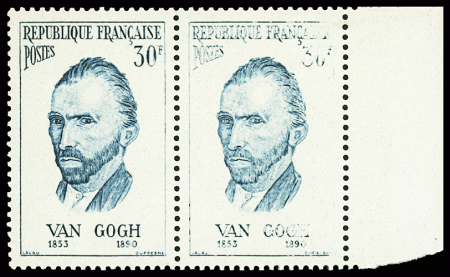 N°1087 30f Vincent Van Gogh, variété impression partiel