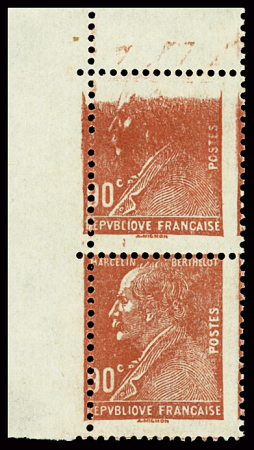 N°243 90c Berthelot, variété piquage à cheval et impression