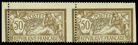 N°120 50c brun et gris, variété piquage à cheval en