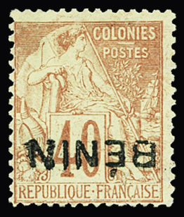 N°11a 40c. rouge-orange, variété surcharge renversée,