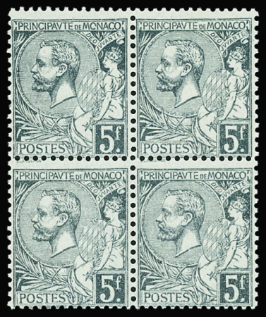 N°47a 5f vert-gris très clair, bloc de 4, neuf * (paire