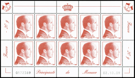 N°2562a sans valeur rouge (PHILAPOSTE 2009), feuille