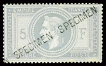 N°33h 5fr violet gris, surcharge "spécimen", neuf sans