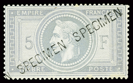 N°33h 5fr violet gris, surcharge "spécimen", neuf sans