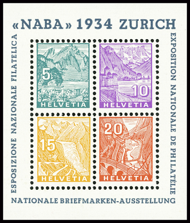 BLOCS-FEUILLETS N°1 NABA 1934 Zurich, neuf **, TTB