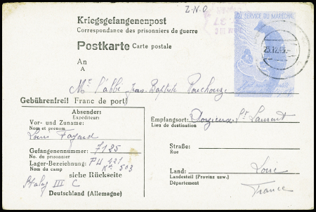 Entier CP du Stalag IIIC figurine bleue sans prix