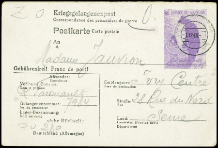 Entier CP du Stalag IIIC figurine violette sans pr