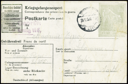 Entier carte postale 1 RM vert-gris entraide Stala