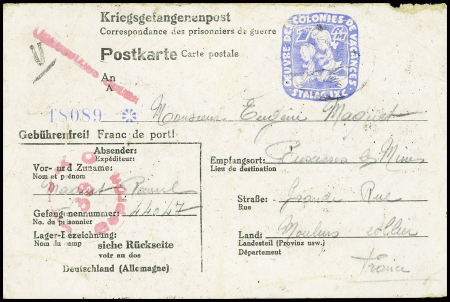 Entier carte postale 1RM œuvre des colonies de vac