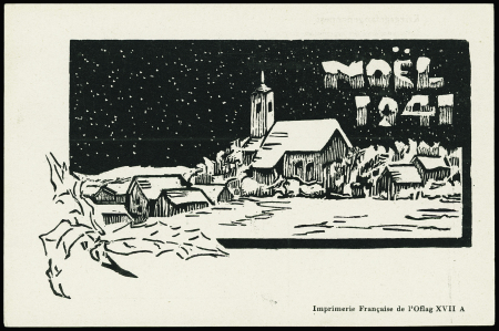 Entier carte postale illustrée Noël 1941, village