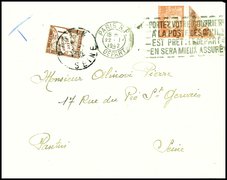 5 janv 1942 - 1er jour du nouveau tarif à 1F50 : 5