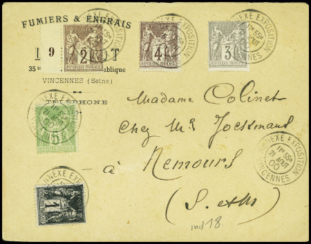 N°83 + 85 + 87 + 88 + 102 obl CAD "Annexe expositi