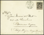 2 lettres AFF n°97 et n°93 obl Paris (1893 et 1883