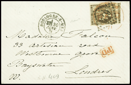 N°47 30c brun, OBL GC 549 + T17 Boulogne-s-Mer (61