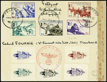 LVF n°6 à 10 obl CAD "Feldpost" (10.4.1943) sur le
