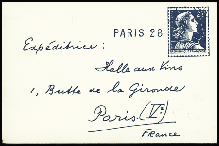 Petite env. pseudo entier postal 20F Muller (LA HA