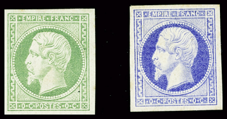 2 essais de couleurs Empire non dentelés : 0c vert