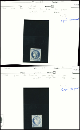 Essai 2c bleu Napoléon lauré - 5 essais Cérès en b