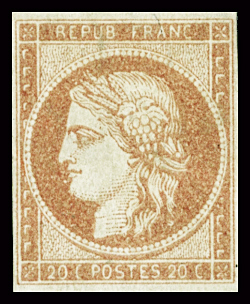 N°3 20c Cérès, essai en vermillon. TB