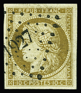 N°1a 10c bistre-brun, obl. PC 1927, TB