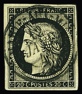 N°3 20c noir obl càd Sainte Marie aux mines 12 jan