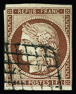 N°6B 1f carmin-brun obl TB