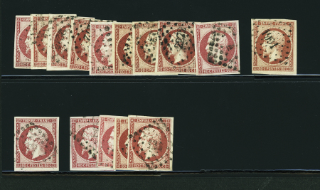 N°17A/17B 80c carmin et 80c rose 15 timbres TB