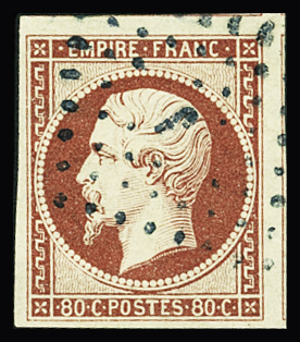 N°17A  80c carmin obl bleue TB