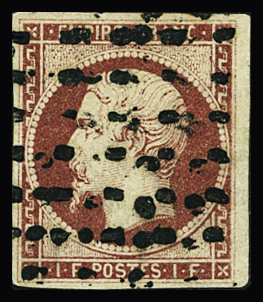 N°18 1f carmin obl gros points TB (certificat Roum