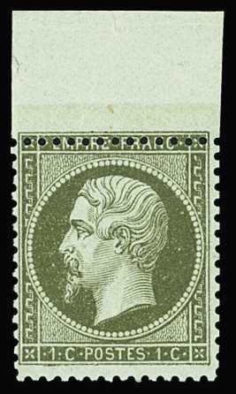 N°19 1c olive, piquage petit format, bdf, neuf **,