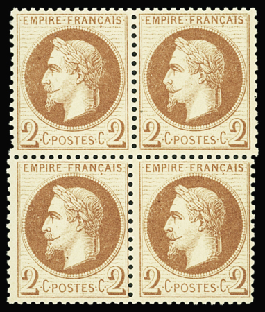 N°26B 2c rouge-brun bloc de 4 neuf ** TB