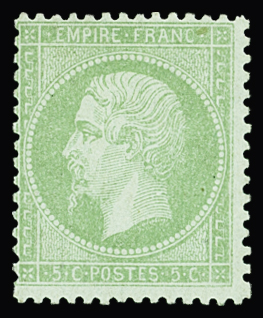 N°35 5c vert pâle sur bleu (certificat Roumet) neu