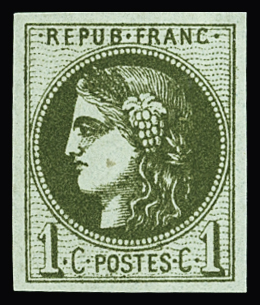 N°39Ab 1c olive foncé report 1 neuf * TB