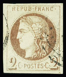 N°40Ad impression fine de Tours obl (infime pelura