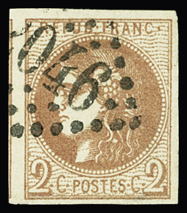 N°40Bg 2c chocolat clair obl TB