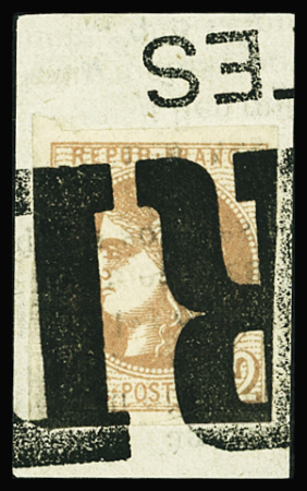 N°40B 2c brun-rouge obl typographique sur fragment