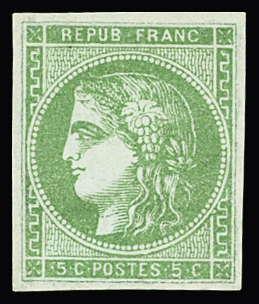 N°42B 5c vert-jaune neuf * TB