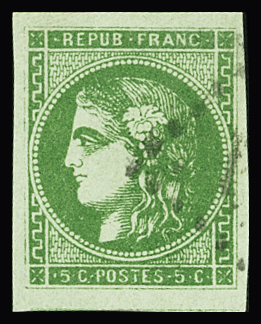 N°42Ba 5c vert-jaune foncé obl TB