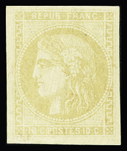 N°43Ab 10c bistre-verdâtre report 1 neuf * TB