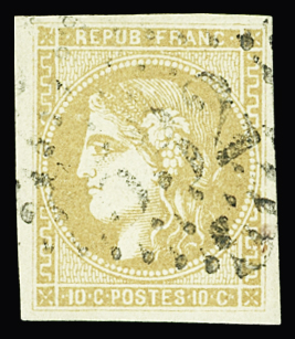 N°43A 10c bistre obl TB